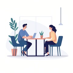 Business meeting of two people in a modern office