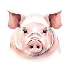 pig watercolor illustration sketch isolated no background