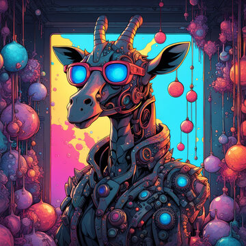 girafa, ilustração, imagem gerada por IA