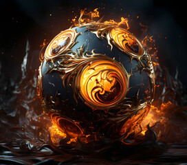 Fiery Soccer Ball Tumbler Wraps for 20 oz bottle