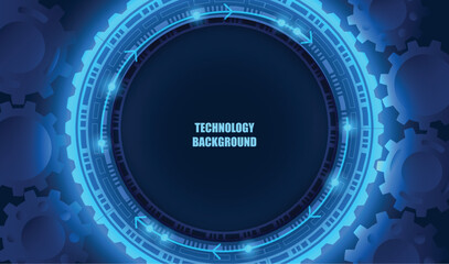 Futuristic technology background. gear wheel technology glow light . hi tech, engineering blue background .vector.