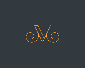 Graceful letter M logo. Luxury vector linear monogram. Beauty salon jewelry boutique premium logotype.