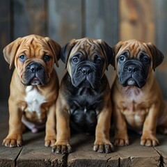 Little Mustiff puppies looks in the cam, ai generated