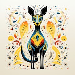 Kangaroo in dotline, Australian aboriginal style, ai generated