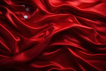 Obraz premium Red silk fabric with three white stars