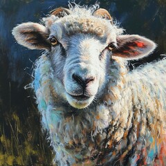 Portrait of a sheep, ai generated