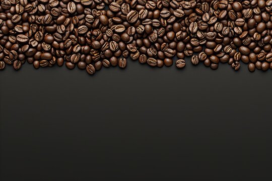 Premium roasted coffee beans on elegant black background ideal for coffee lovers and cafes © Ilja