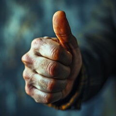 Male hand with thumbs up, ai generated