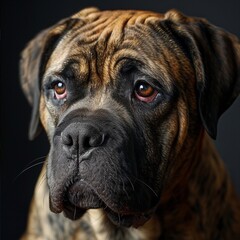 Portrait of a Bull Mastiff in side view, ai generated