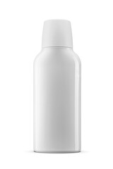 Plastic bottle of mouthwash, shampoo, lotion, beauty product, shower gel, isolated. Transparent PNG image.