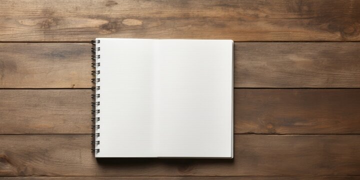 Empty notebook seen from above on desk