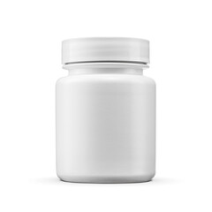 Medical pills jar isolated. Mockup template product presentation. Transparent PNG image.