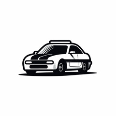 POLICE CAR  in cartoon, doodle style. Isolated 2d vector illustration in logo, icon, sketch style, Eps 10. AI Generative