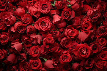 Background of red roses. Valentine's day. Generated by AI