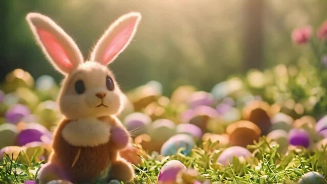 easter bunny and easter eggs