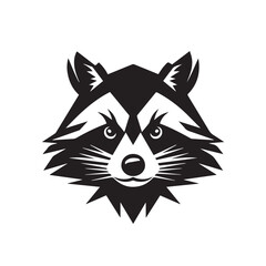 Raccoon in cartoon, doodle style. Isolated 2d vector illustration in logo, icon, sketch style, Eps 10, black and white. AI Generative