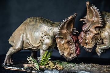 Fototapeta premium Pachyrhinosaurus dinosaur in the dark
