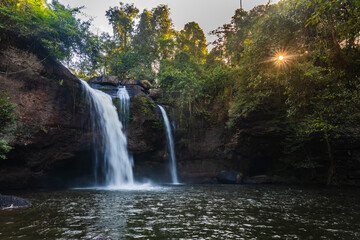 Beautiful Haew Suwat Waterfall at Khao Yai National Park Thailand