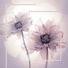 A light bright multiple-exposure floral illustration in purple, white and gray
