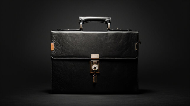 Black Executive Briefcase On Black Background