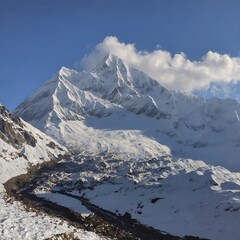 Chain of mountains  Himalaya in January 