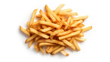 top-down photo of French Fries isolated on a white background