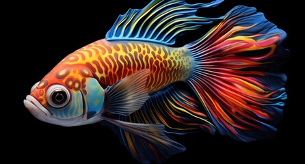 3D illustration of a colorful Betta fish