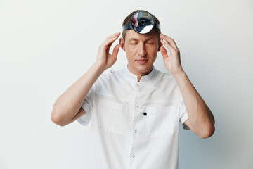 Thinking man solution mature guy serious shock shirt senior bald handsome emotion angry