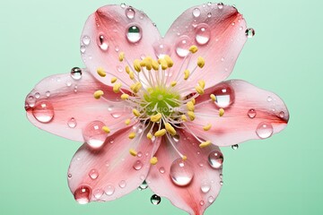 pink flower with dew drops