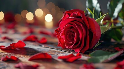 A love background with a red rose. Valentine's day