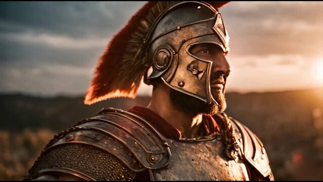 Spartan warrior portrait sunset generative AI