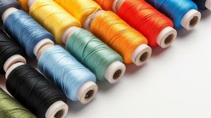 Sewing Thread Spools on white background