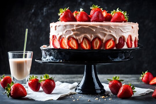 Frischer Erdbeertorte mit So&szlig;e - KI generiert
