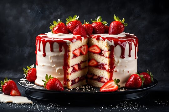 Frischer Erdbeertorte mit So&szlig;e - KI generiert