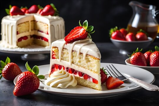 Frischer Erdbeertorte mit So&szlig;e - KI generiert