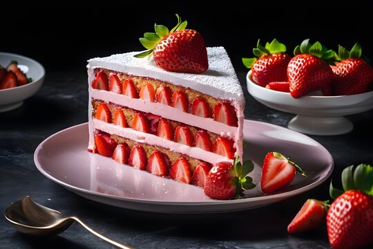Frischer Erdbeertorte mit So&szlig;e - KI generiert