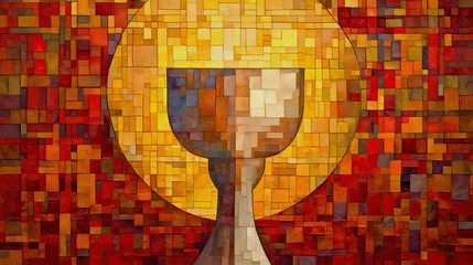 Eucharist. Christian background, mosaic,  generative ai.