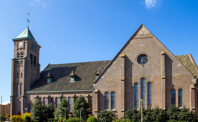 St. Jozefkerk in Noordwijk aan zee in the province of South Holland (Zuid-Holland) Netherlands (Nederland) - obrazy, fototapety, plakaty