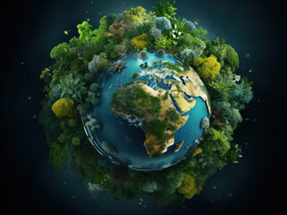 Obraz na płótnie Canvas A vibrant globe with lush greenery symbolizing Earth Day's commitment to environmental preservation