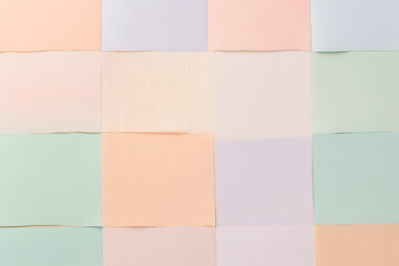 Pastel-colored blocks arranged in a balanced and harmonious composition, Pastel color post it note, Sticky Note Board, Post it memo board