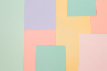 Fototapeta premium Paper-cut style shapes and designs in pastel colors, Pastel background