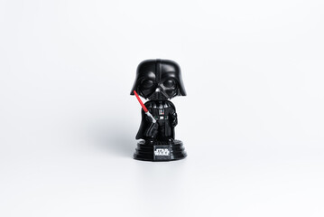 Naklejka premium Donetsk, Ukraine; January 4, 2024 Funko POP Darth Vader Star Wars Lights & Sound.