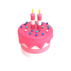 3d render Happy birthday party cake with candles isolated illustration
