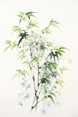 Green bamboo leaves and branches