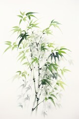 Fototapeta premium Green bamboo leaves and branches