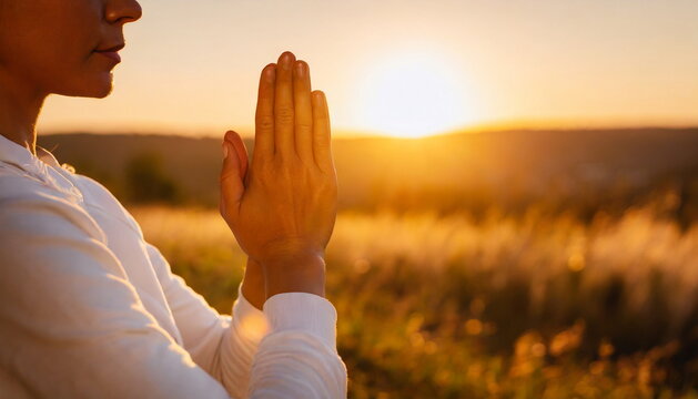 White Woman Adult, Maditation On Nature, Mental Health And Mindfulness Concept