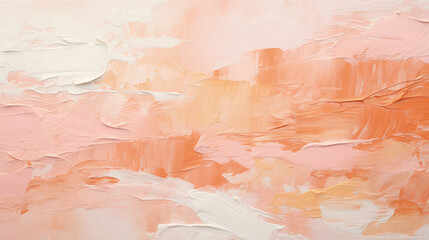 Peach oil paint texture background, abstract pattern of orange and white brush strokes on canvas....