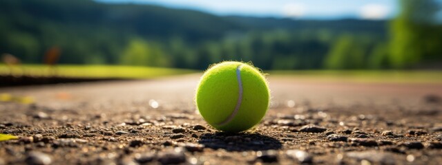 tennis ball on the court - obrazy, fototapety, plakaty
