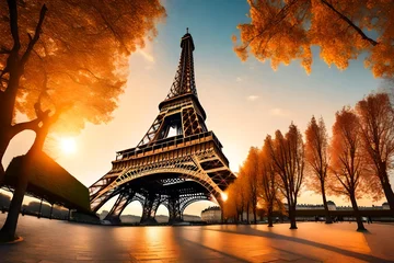 Foto op geborsteld aluminium Eiffeltoren eiffel tower at sunset