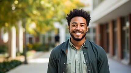 Obraz premium Happy African American man smiling